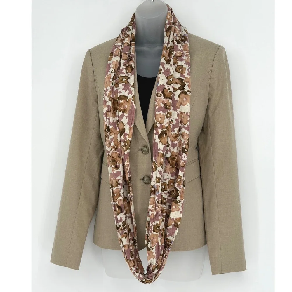 LOFT Floral Infinity Scarf Lightweight Women's Mauve‎ Brown Cream Boho 99-13